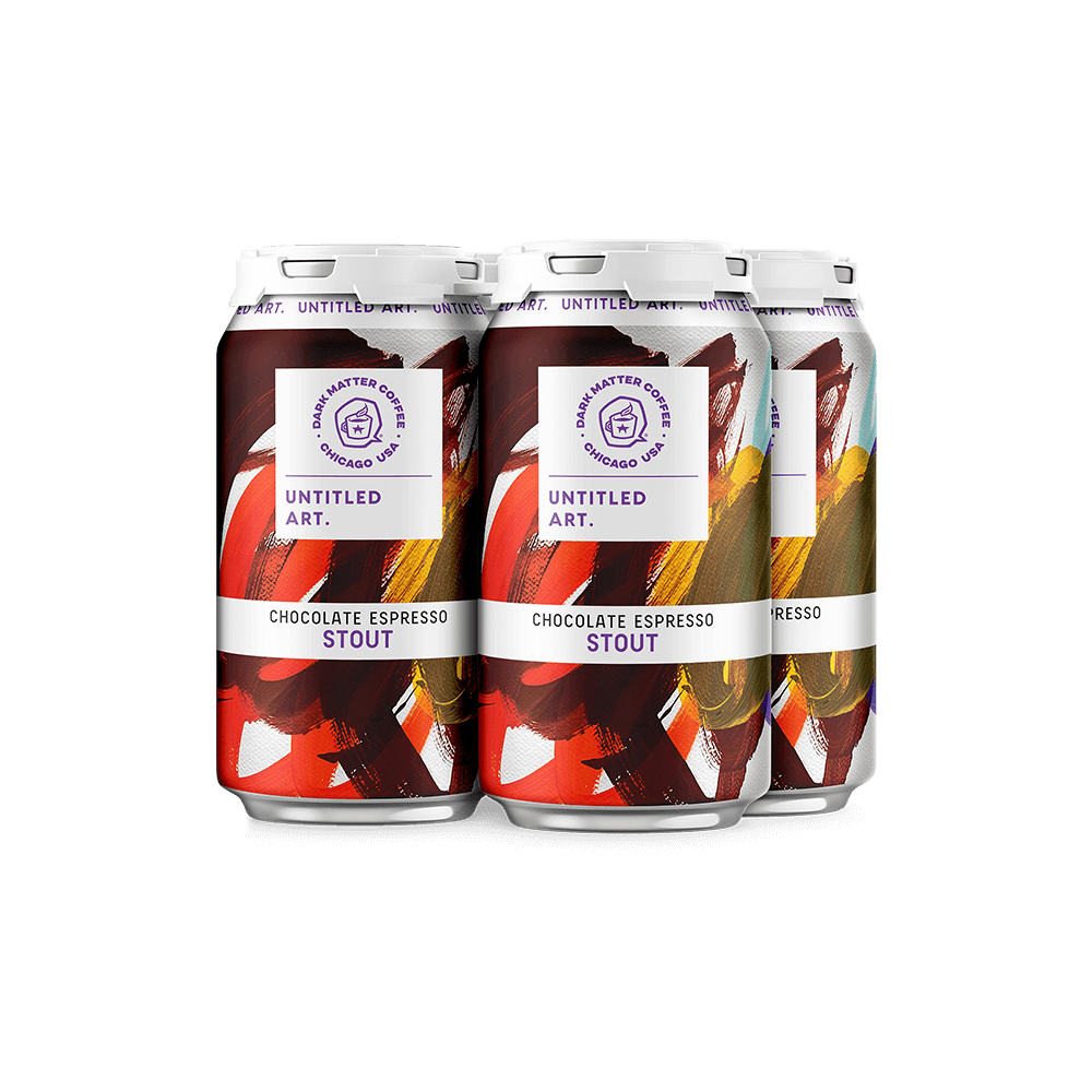 A 4-pack of Untitled Art and Dark Matter Coffee Chocolate Espresso Stout Beer Cans