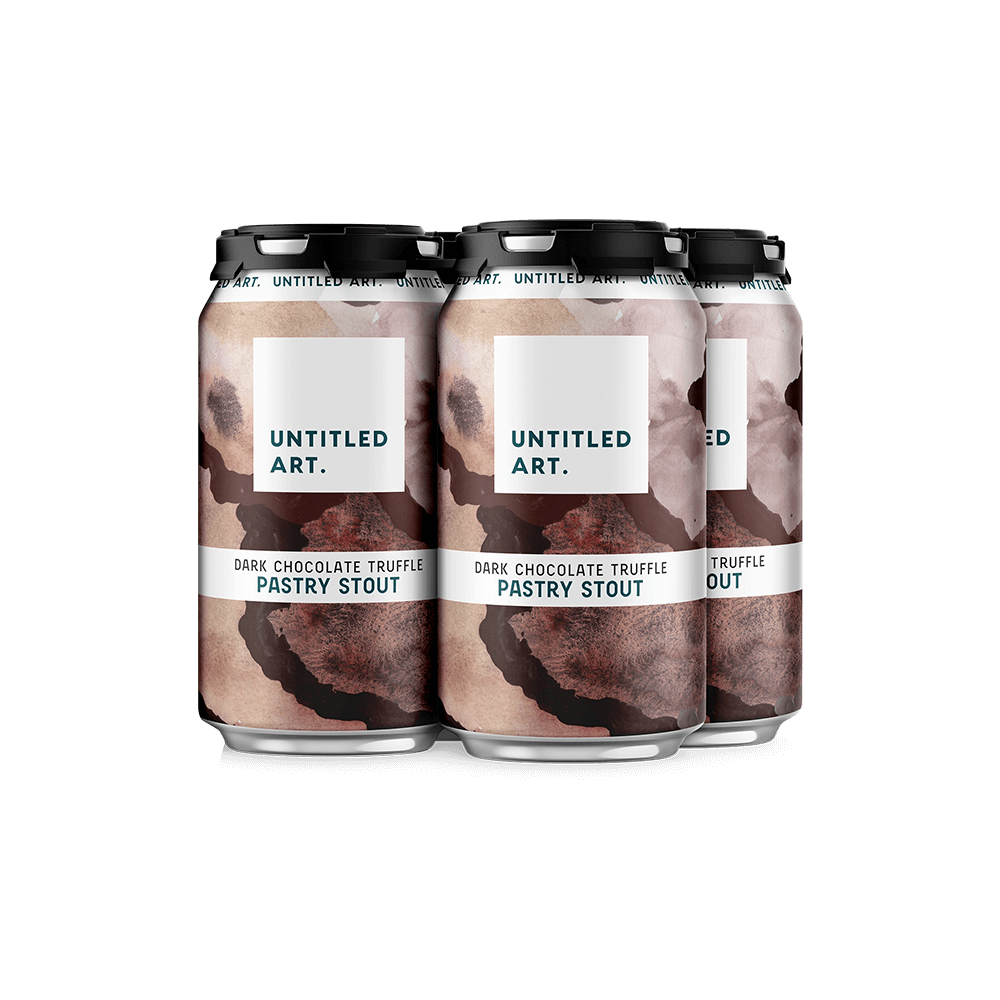 A 4-pack of Untitled Art Dark Chocolate Truffle Pastry Stout Beer Cans