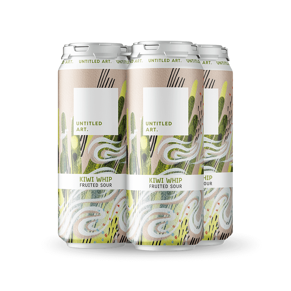 A 4-pack of Untitled Art Kiwi Whip Beer Cans