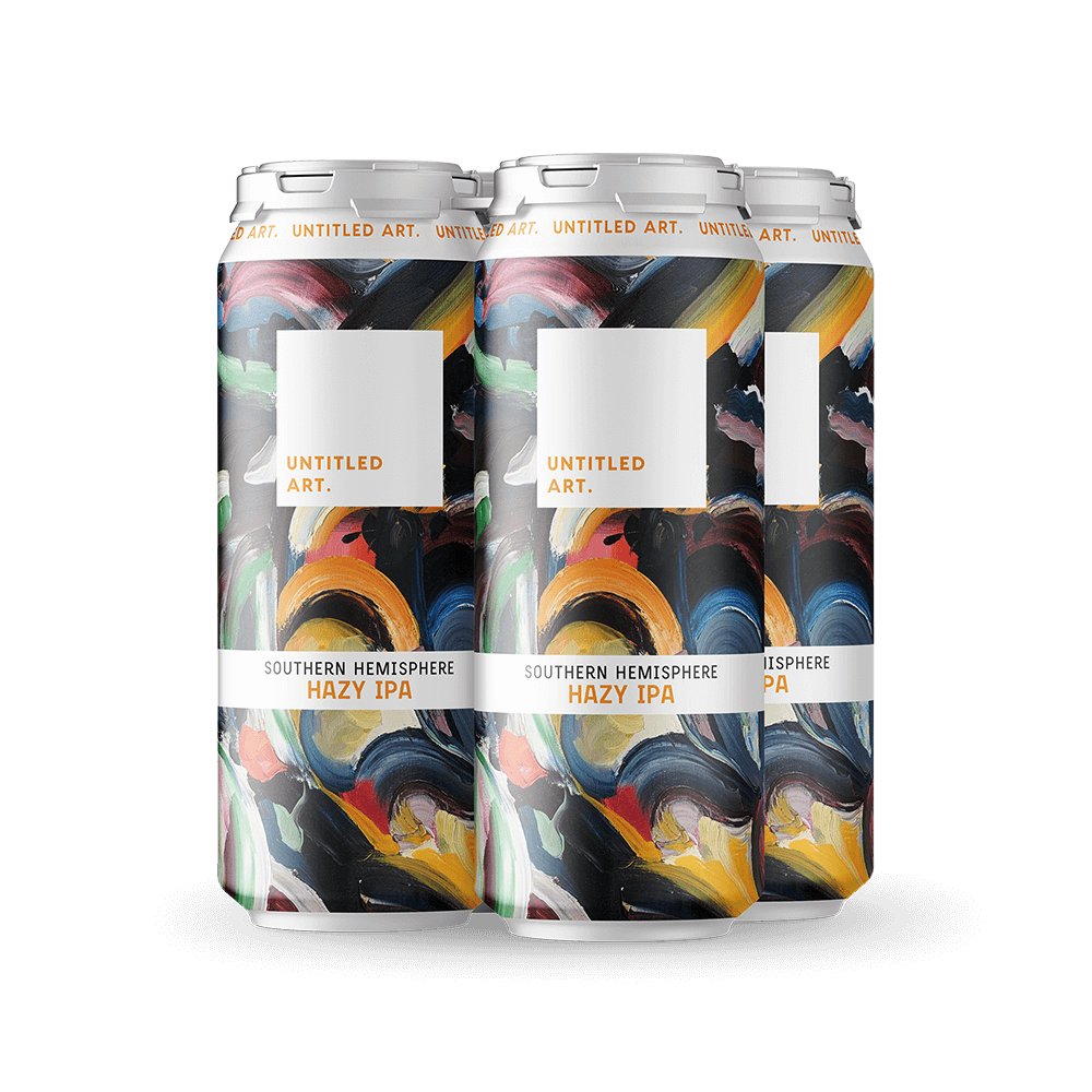 A 4-pack of Untitled Art Southern Hemisphere Hazy IPA Beer Cans