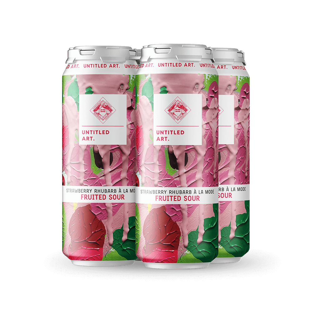 A 4-pack of Untitled Art Strawberry Rhubarb A la Mode Fruited Sour Beer Cans