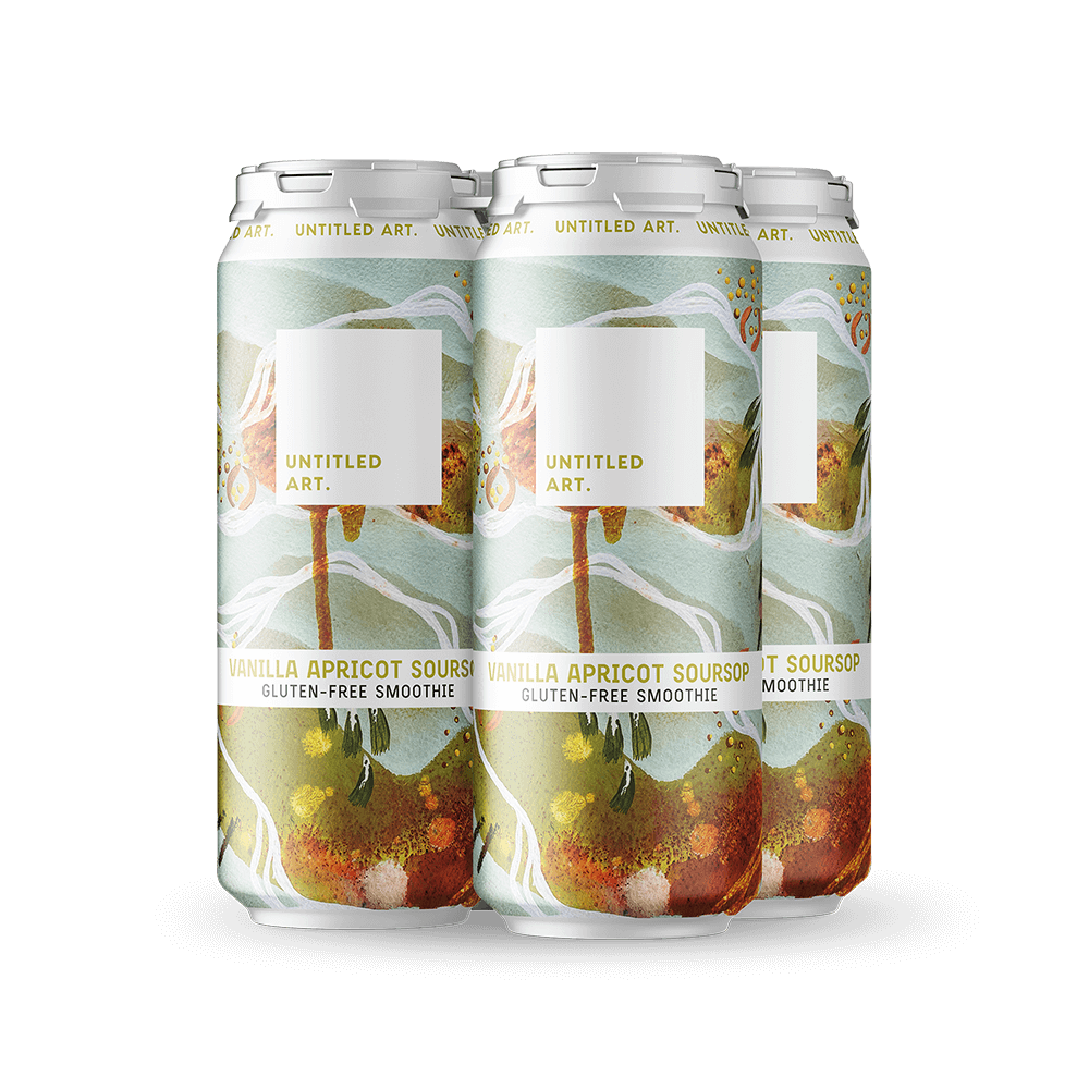 A 4-pack of Untitled Art Vanilla Apricot Soursop Gluten-Free Smoothie Cans