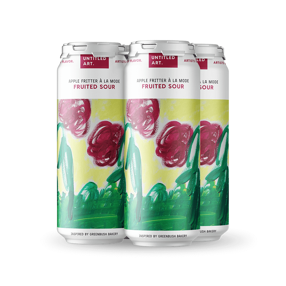 A 4-pack of Untitled Art Apple Fritter a la mode Fruited Sour Beer Cans