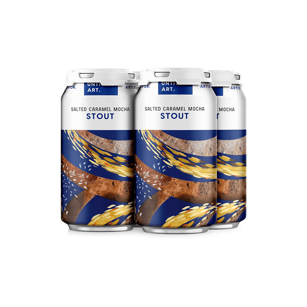 A 4-pack of Untitled Art Salted Caramel Mocha Stout Beer Cans